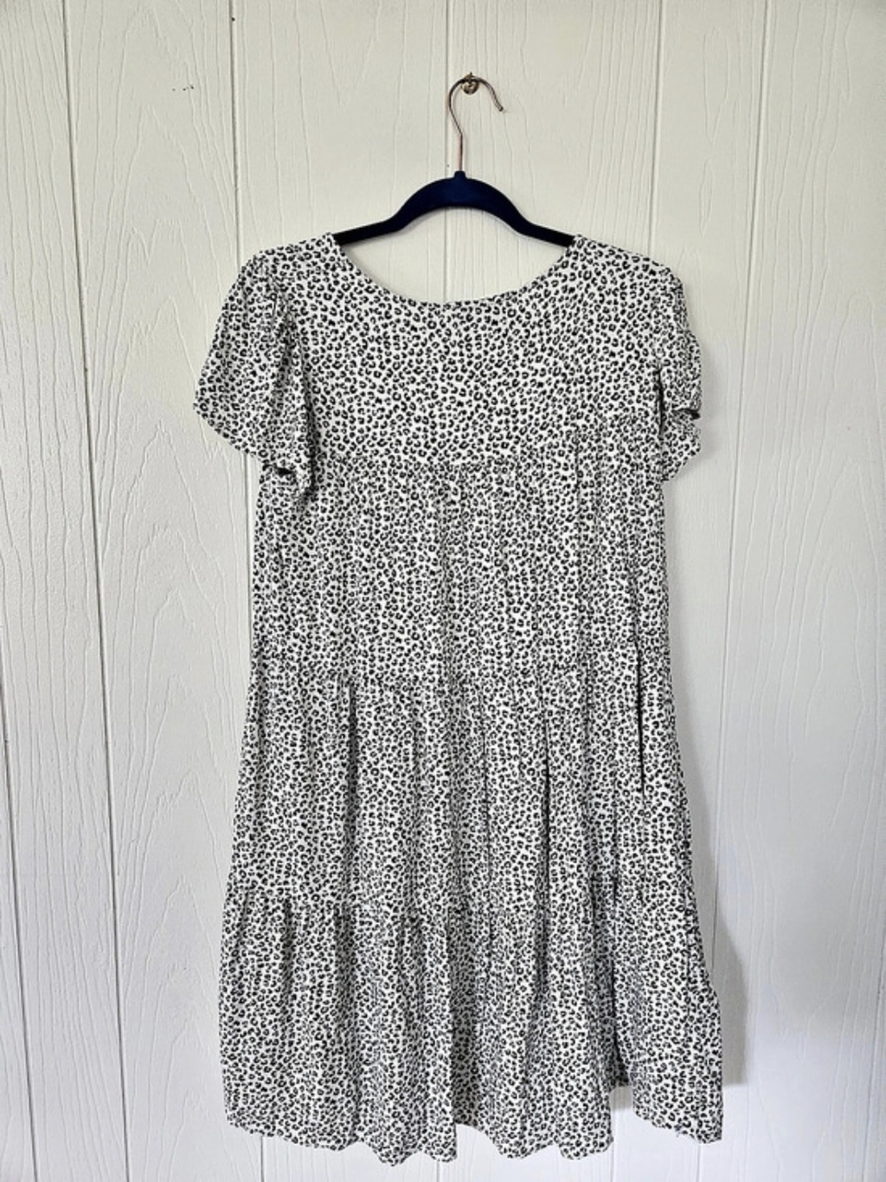 Carly Jean Los Angeles Leopard Print Dress White & Black Large Like New